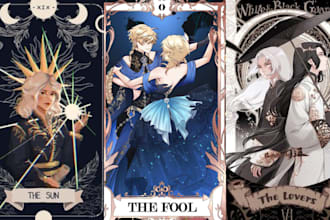 design unique tarot cards deck, card illustration tcg playing card, board game