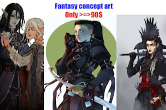 draw your dnd character art, fantasy concept art illustration