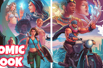 draw great comic book page, book art illustrations dc or marvel style