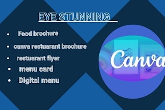 do food brochure, canva restuarant brochure, flyers, menu cards, digital menus