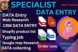 do excel data entry ,web research,copy paste, shopify product list,
