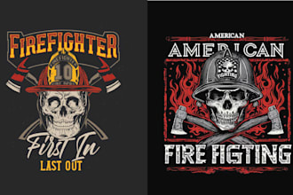 make retro, fireman, skull, firefighter and vector logo