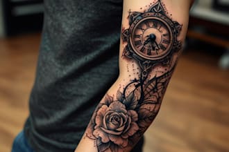 create custom realistic tattoo design, tattoo sleeve