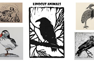create artistic linocut illustration in my style
