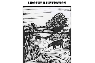 illustrate costum design with digital linocut technique