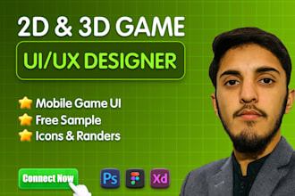 do 2d game UI UX design, and reskin game UI UX design
