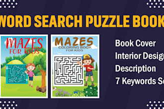 create unique word search puzzle activity books for amazon KDP