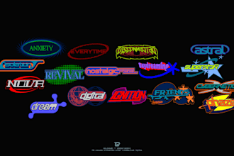 create y2k logo design with custom typography