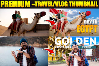 design premium clickbait travel vlog thumbnail