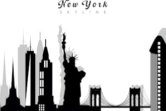 draw landscape silhouette city skyline city silhouette