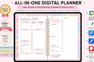 etsy digital planner, hyperlinked planner, etsy digital products, ebook design