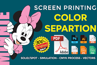 screen printing color separation of cymk, halftone and simulated process