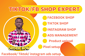 set up affliate, instagram, fb shop, tiktok shop, ads manager, dropshipping