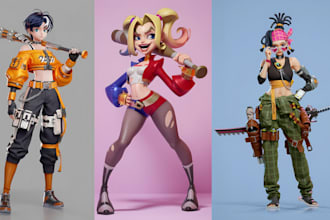 3d stylized character 3d cartoon character 3d game character modelling rigging