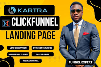 build sales funnels, landing pages in kartra and clickfunnels, kajabi websites