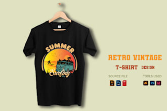 do vintage retro t shirt design or illustration for your brand
