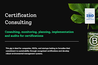 guide your business in b corp, iso certifications and environmental management