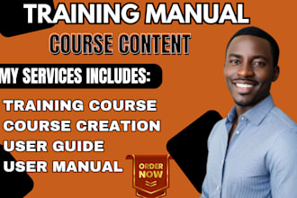 create training manual, online course content and workbook