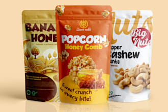 do custom pouch design, label, pouch bag, food pouch packaging design