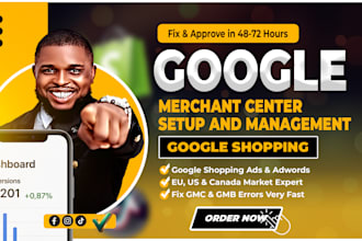 setup and fix google merchant center, search console, and ecommerce shopping ads