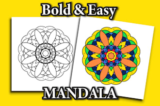 draw kdp mandala bold and easy coloring book pages
