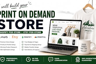 do print on demand store, etsy pod store, printify, printful, shopify pod store