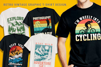 create trendy typography and vintage retro t shirt merch design
