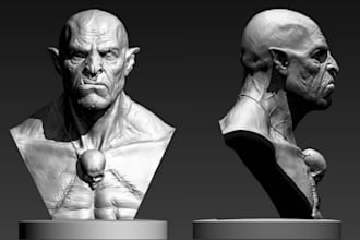 create printable stl 3d sculpture, action figure, figurine, articulated 3d model