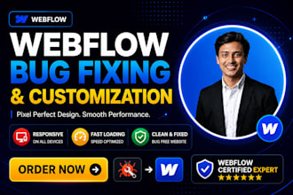 fix webflow bugs, responsive issues, and customize your webflow website