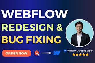 fix webflow issues, bugs, and responsiveness, and redesign your site