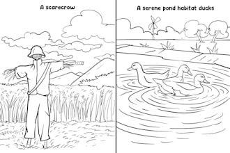 draw line drawing for coloring pages book on any subject
