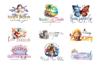 design bakery watercolor femining boho logo with branding kitt