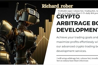 setup arbitrage bot, volume bot, trending bot on solana base blast ethereum