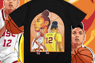 draw soccer nba players or other sports in my style for your t shirt