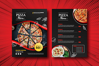 design food flyer, restaurant flyer, food menu, pizza flyer
