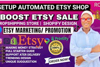 boost etsy shop marketing , promotion, etsy seo and do etsy dropshipping store