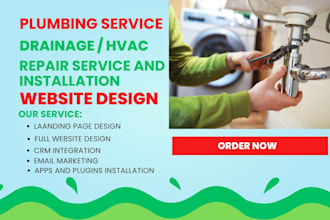 design plumbing website drain repair landing page  hvac to generate hot leads