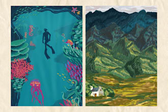draw nature illustrations with a colored pencil style