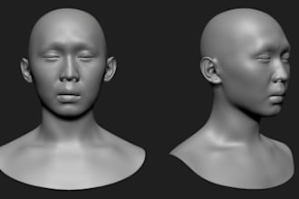 sculpt realistic 3d head, 3d bust, 3d face model for printing