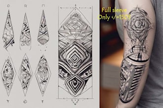 create sleeve tattoo design in geometric style