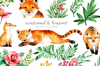 create digital drawings of botanical, animals and birds