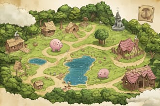 create a  amazing digital fantasy map illustration  for you