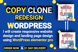clone, redesign, duplicate website, one page website