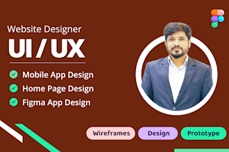 do mobile app design, app screenshots, and figma app design