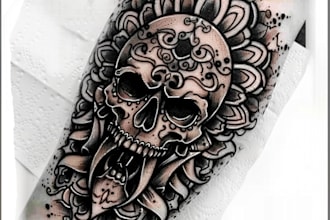 create a realistic custom tattoo design, tattoo sleeve