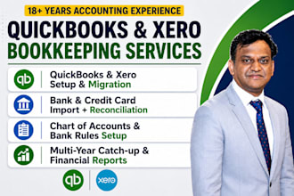 do quickbooks and xero bookkeeping setup, cleanup and reconciliation