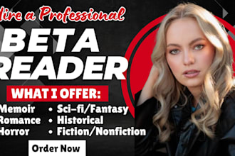 be your romance novel beta reader, proofread sci fi fiction, horror, memoir