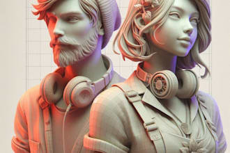 create 3d head bust and full model 3d sculpting for 3d printing in blender