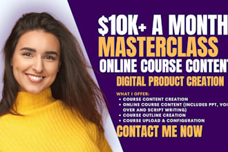 create 10k a month online course, money making course content creation