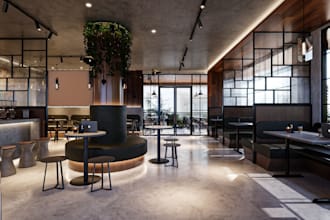 design 3d coffee shop, 3d restaurant, 3d cafe and renovation